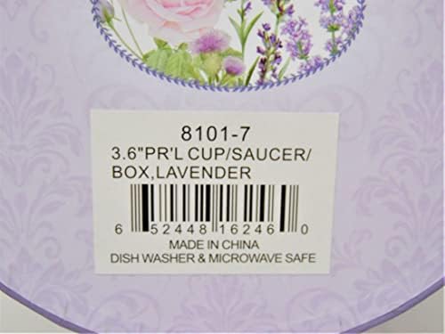 Porcelana Copa de Tea Adulto e Dirs, Lavendar & Rose Pattern, chega na caixa de lembrança correspondente, 6 onças fluidas