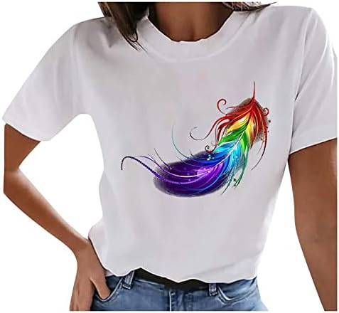 Teen Girls fofas camisetas impressas, tops for Women 2023 Summer Tshirts vintage Top Top saindo de manga curta Tees de