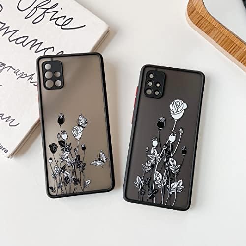 Caso Ztofera para Samsung Galaxy A51 4G, Flores Clear Padrão Tampa PC Fosco de Cosceiro 3D Meninas Florais Mulheres