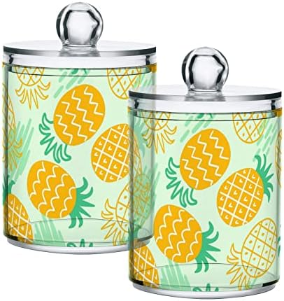 Colorido Summer Fruit Pineapple 2 Pacote de algodão Swab Ball Dispensador Recipientes de armazenamento de plástico