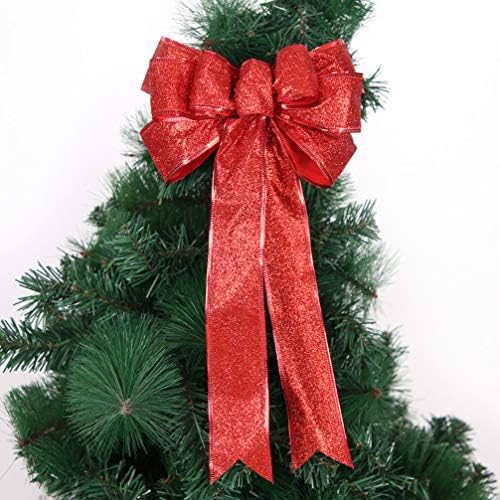 Pretyzoom Christmas Wreath Bow Glitter Large Bow Knot Christmas Treetopper Ornamento pendurado Ornamento de natal DIY Artesanato