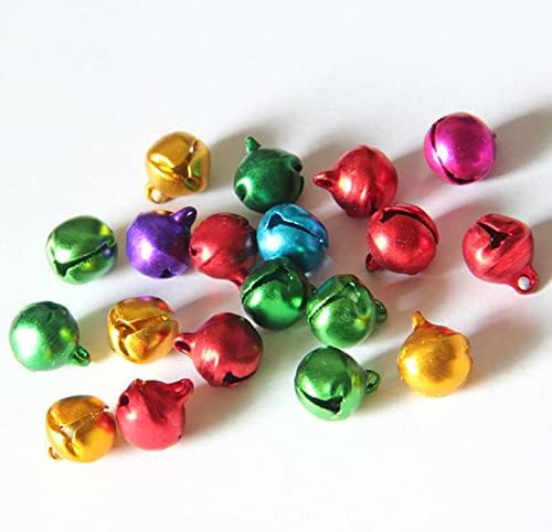 Cheeroyal 200pcs 6mm 8mm 10mm Jingle Bells Craft Surted Color Bells Ornament for Christmas Party Decorations Supplies