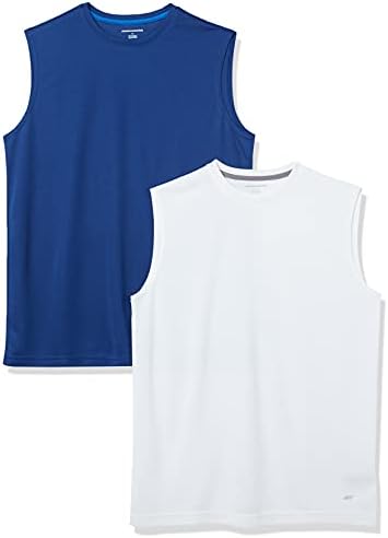 Essentials Performance Men's Tech Muscle Tank T-shirt, pacote de 2