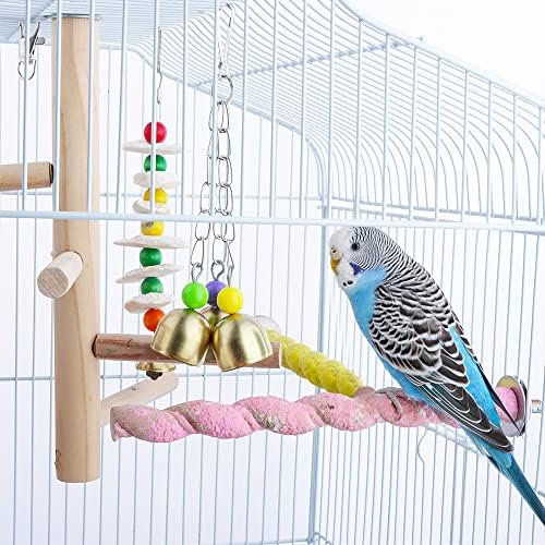 Vturboway 2 pacote de pet parrot sino brinquedo pássaro birding brinquedo brinquedo de aço inoxidável sinos pendurados