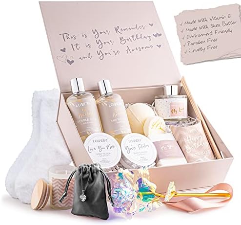 Cesta de presentes de aniversário - Conjunto de presentes de banho e spa para mulheres - caixa de presente de spa de aniversário de