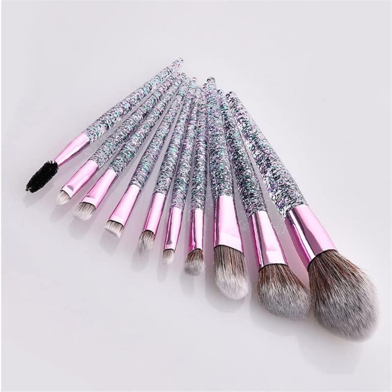 XJJZS 10 PCS/Set Bruscos de maquiagem profissional Definir escovas de cosméticos kits de ferramentas de beleza para fundação