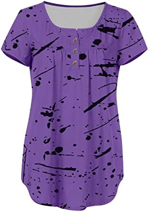 Camisas Namoradas Nokmopo para mulheres Moda Casual T-shirt T-shirt Coloque de botão de colar de colarinho curto