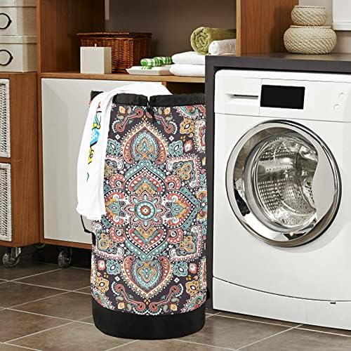 Mochila de lavanderia lavável MnSruu Mochila grande bolsa de roupas sujas com alças de alça de ombro ajustáveis, Paisley