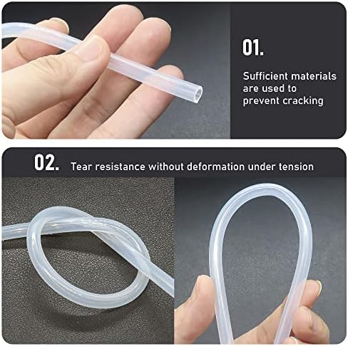 Tubulação de silicone focmkeas 0,03 x 0,07 （0,8x1,9 mm） 16,4 pés comprimento tubo transparente flexível, tubo de água de ar de