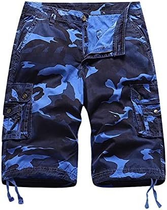 Shorts curtos para homens cargo camuflagem shorts masculinos bolsos impressos de várias calças multi -homens