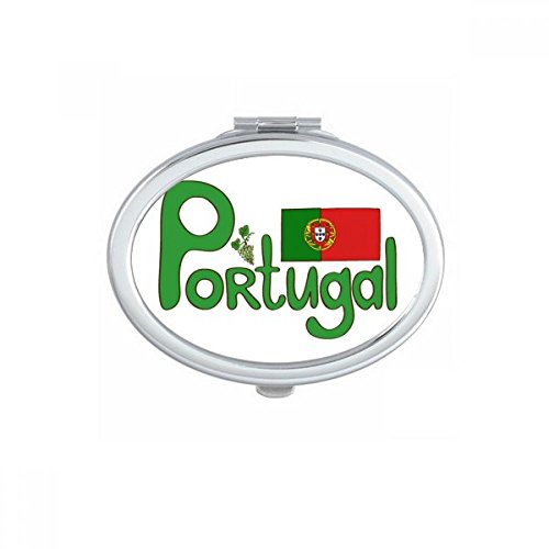 Portugal Nacional Bandeira Verde Padrão Oval Espelho Portátil Dobra Maquiagem Doubada de óculos laterais