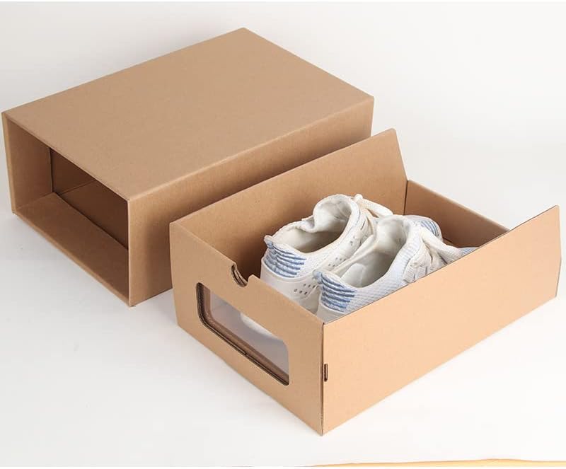 Caixa de sapatos Myoyay com janela transparente, caixas de armazenamento de papelão empilhável à prova d'água, caixa de