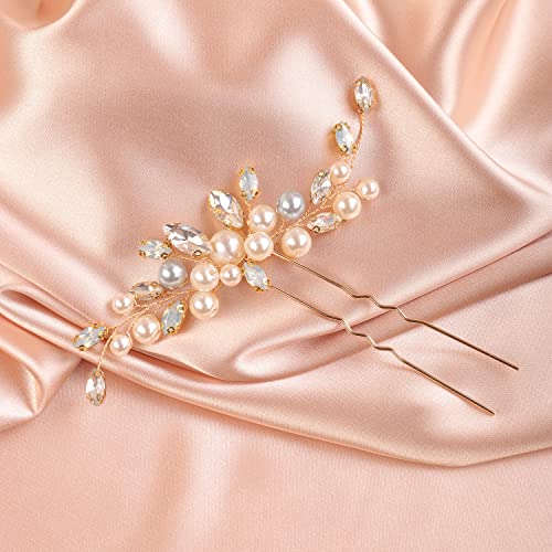Xerling Bride Wedding Pearl Hair Pins Crystal Rhinestones Retas de cabelo Acessórios para cabelos para mulheres Jóias de cabelo