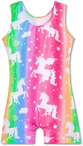 Rainbowsnow Bundle de Hotpink Unicorn Gymnastics Leotards for Girls Little Kids Gym Bikeard Tamanho 2T 3T