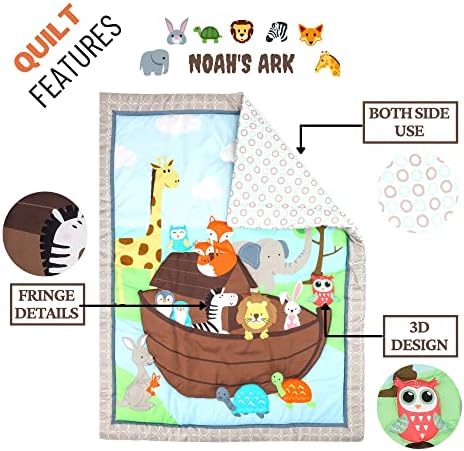 Baby Abelhas 3 Peças Noah's Ark Berce Bedding Conjuntos para meninos e meninas | Conjunto de roupas de cama de bebê de