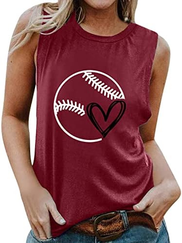 4 de julho Tampo de tanques para mulheres soltas Fit Baseball Impresso Tee Camiseta Crew Necu