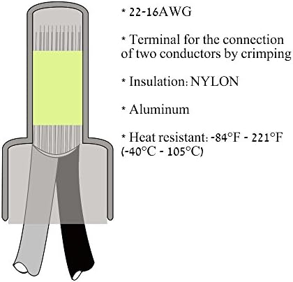 Tampa de crimpagem de arame de nylon Eagles, 22/16 AWG Fecht final Crimp Terminal Connectores usados ​​em projetos