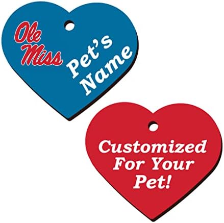 OLE Miss Rebels Tag de identificação de animais de estimação de 2 lados para cães e gatos | Oficialmente licenciado | Personalizado