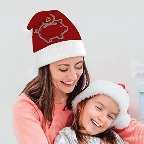 Bitcoin Piggy Bank Chapéus de Natal para adultos Chapéus de Natal para férias