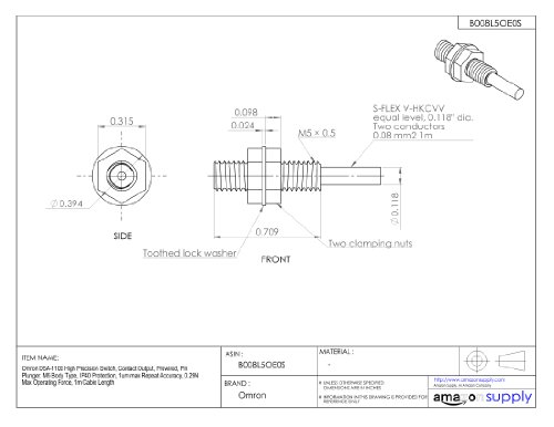 OMRON D5A-1100 Alta interruptor de precisão, saída de contato, êmbolo pré-conectado, pino, tipo de corpo M5, proteção