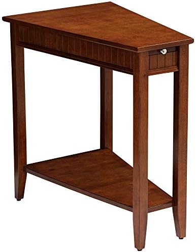 Elm Lane Bentley-II Fazenda Rústico Cherry Wood Accent Table 16 x 24 com bandeja deslizante e prateleira marrom para espaço na sala