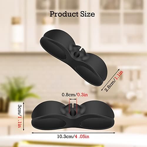 IFLYTEL Atualizado organizador de cordões para utensílios de cozinha, 5 PCs Black Soft Silicone Cord Wrapper/Cord