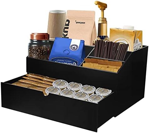 Coffee Station Organizer Coffee Bar Essentials Condiment POD Storage Storage Gavetas, café configurado para bancada, acessórios