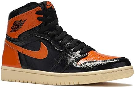 Nike Mens Air Jordan 1 Retro High OG Shattered Backboard 3,0 Black/Starfish Leather Tamanho 8.5