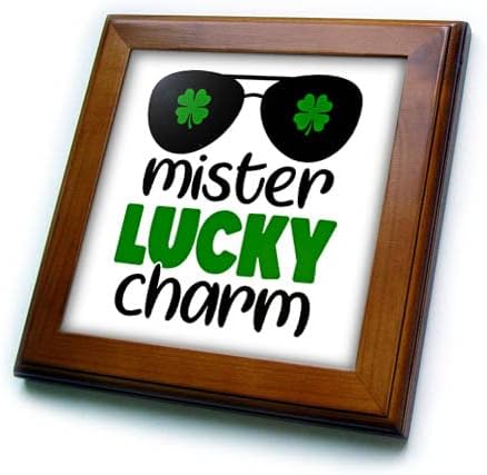 3drose St Patricks Day Mister Lucky Charm com óculos de sol - ladrilhos emoldurados