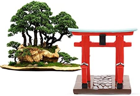 Patkaw japonês shinto torii portão resina aquário aquário torii miniatura ponte paisagem ornamentos antigos árvores mini portão