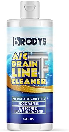 Brodys - Limpador de linha de drenagem A/C HVAC, garrafa de 16 onças, suprimento de 2 meses,