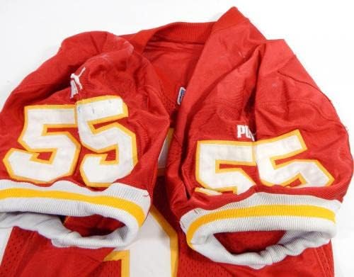 2000 Kansas City Chiefs Ron George 55 Game usado Red Jersey 46 DP32182 - Jerseys de Jerseys usados ​​da NFL não assinada