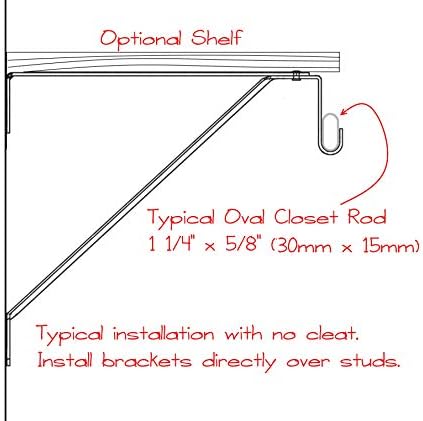 Suporte de prateleira da haste de armário oval desunia - ajustável para tira traseira - branca - 2 pacote
