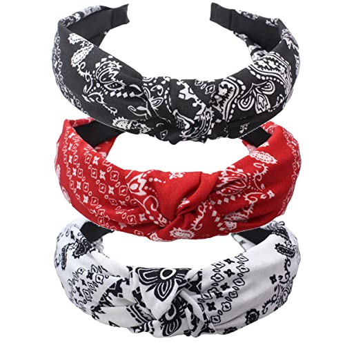 LVYEER 3 Bandana Bandana Bands Band da cabeça para mulheres com faixas de tecido Twist Nó