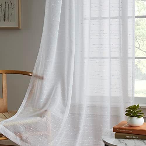 Linho lenço de janela de luxo para sala de estar, quarto, cozinha. Cada lenço de janela branca é bordado com design de faixa