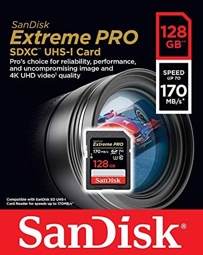 Sandisk 128GB SDXC Extreme Pro Memory Card Pacote funciona com a Sony Alpha A5000, A5100, A6300, A6500 Câmera Mirrorless