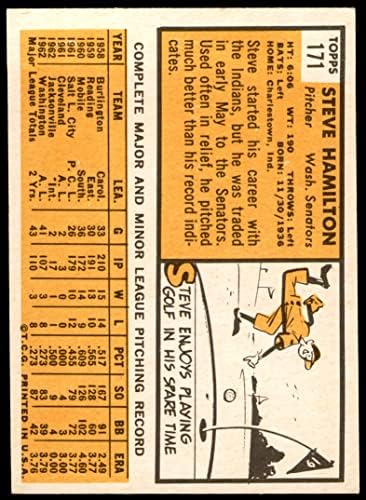 1963 Topps 171 Steve Hamilton Washington Senadores NM senadores