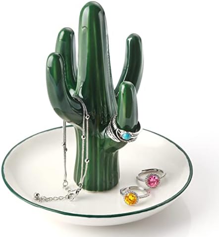 Pudim Cabin Cactus Punto de jóias verdes de joalheria verde para anéis Brincos Organizador de colar de pulseiras, presente de