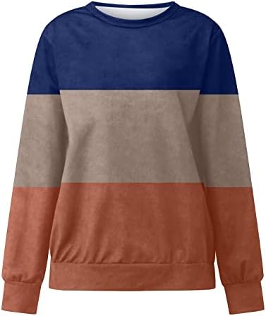 Moletom para as mulheres Fall Fashion 2022 Colorblock de manga comprida camisas de manga longa Túdos casuais tops