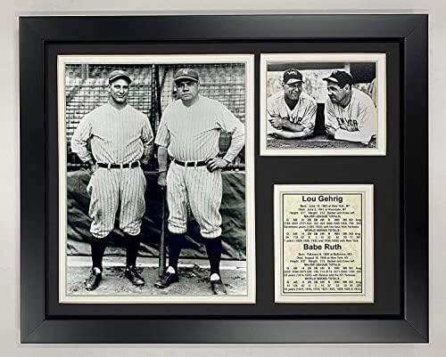 Legends nunca morrem do New York Yankees Lou Gehrig e Babe Ruth Framed Photo Collage, Bats, 11x14 polegadas,