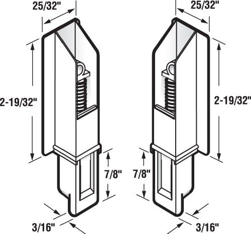 Prime-line N 6559 Guia da porta de montagem inferior da linha de primeira linha, 1-1/4 em L x 9/16 em W x 5/8 polegadas, moinho