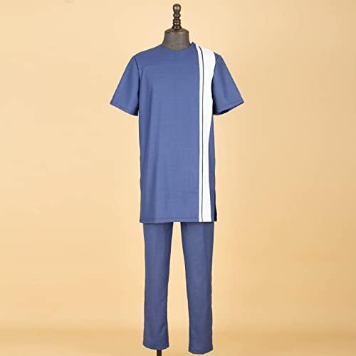 Bazin Riche African Terno para homens Conjunto de roupas PLUSTURAS Blusa de manga curta e calça de 2 peças TRACHA