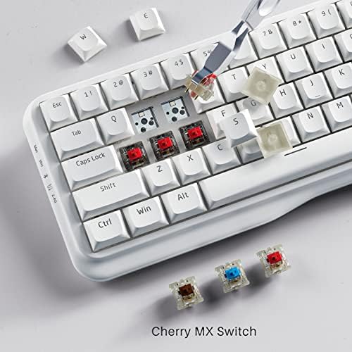 Kemove K68 60% do teclado mecânico sem fio, comutadores Cherry MX RGB suporta 2,4g/bluetooth5.0/USB-C, RGB LED LED