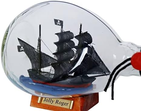 Hampton Náutico Jolly Roger Pirate Ship em uma garrafa de vidro 7 - decoração de pirata - WO