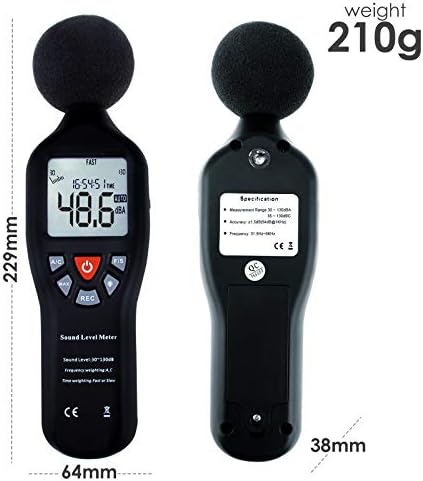 Medidor de decibel medidor de nível de som digital com função de registro de dados 30-130dB Faixa de alta precisão DB MEDUDE com