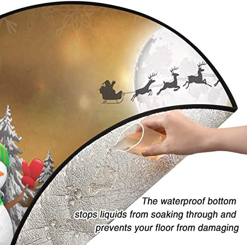 VISESUNNY TRIA DE NATAL MAT PANTA CLAUS Sleigh e Snowman Tree Stand Mat Floor Protetor Absorvente Tree Stand Tape