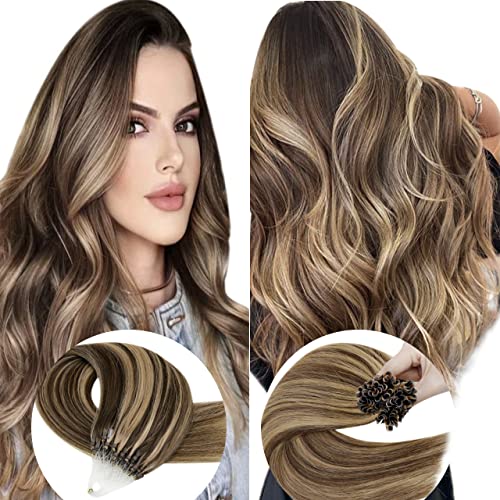 Extensões de cabelo de Hetto Micro Loop Hair Invisível Destaque Blonde 18 polegadas 50g 50s U Extensões de cabelo de ponta