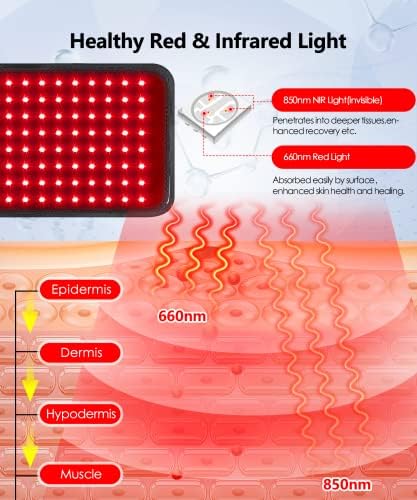 Cinturão de terapia da luz vermelha, terapia de luz vermelha infravermelha para corpo com timer 120 LED de terapia de luz de