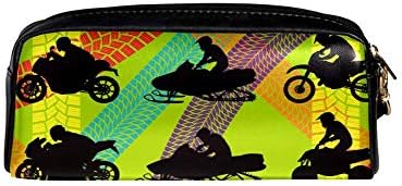 Terreno e esporte motociclistas silhuetas de motocicleta bolsa case women maquiagem de couro de couro pu