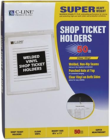 C-Line 80911 Clear Vinyl Shop Titular, ambos os lados limpos, 15 polegadas, 8 1/2 x 11, 50/BX